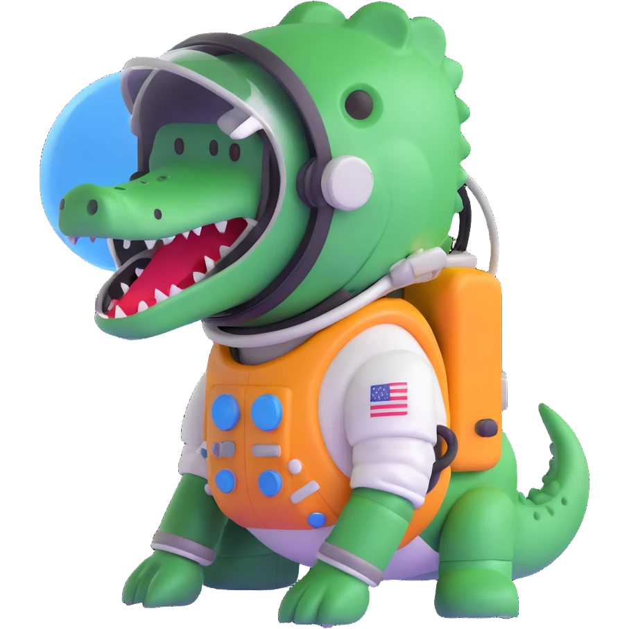 crocodile astronaut with helmet emoji