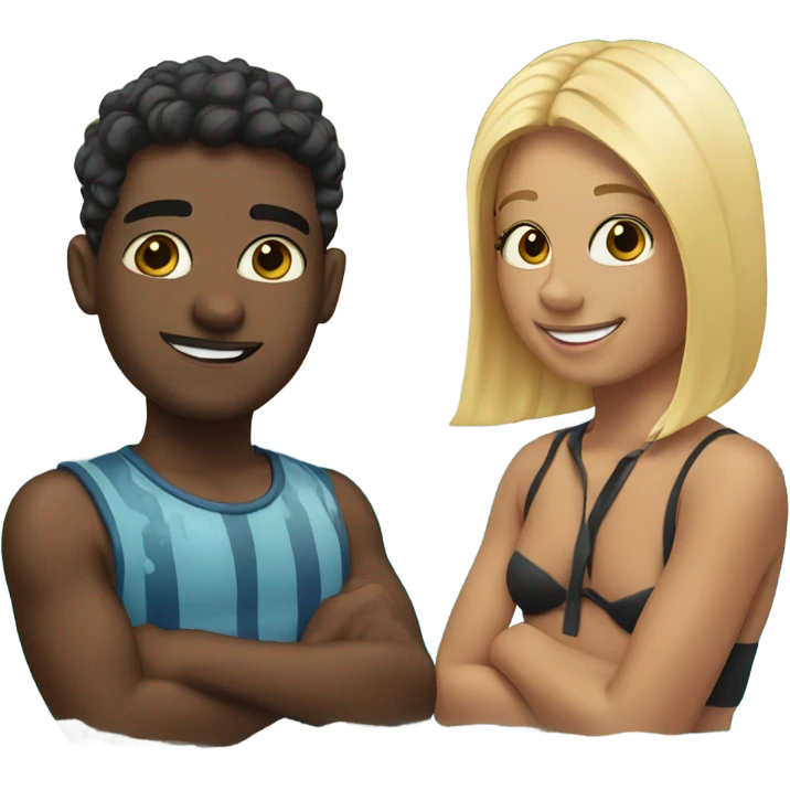 Two friends in a pool  emoji