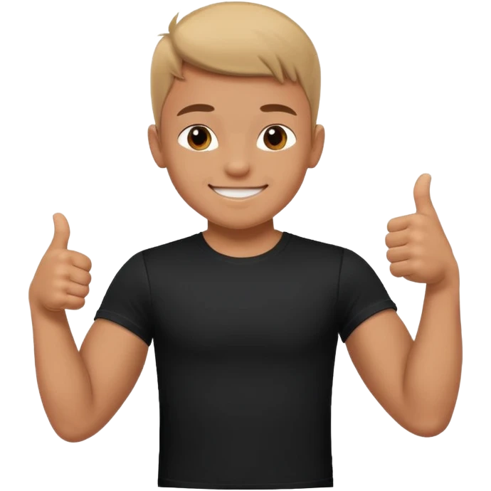 HAPPY MUSCULAR YOUNG BOY IN BLACK T SHIRT WITH THUMB UP  emoji