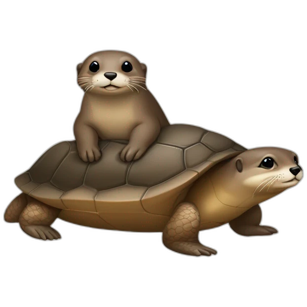 Loutre sur une tortue emoji
