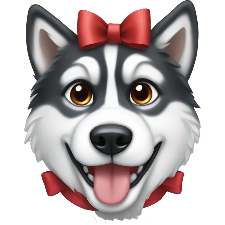 Husky with red bow emoji