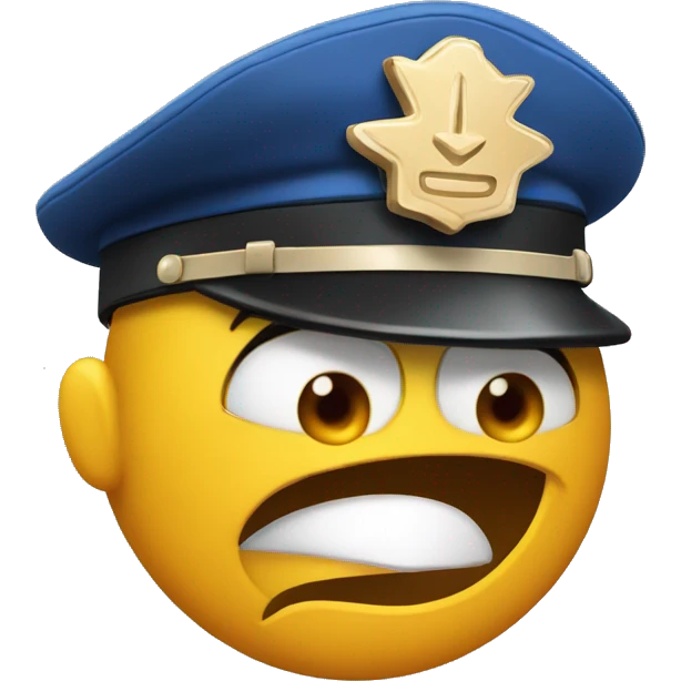 angry emoji face with policeman hat with stop hand gesture emoji