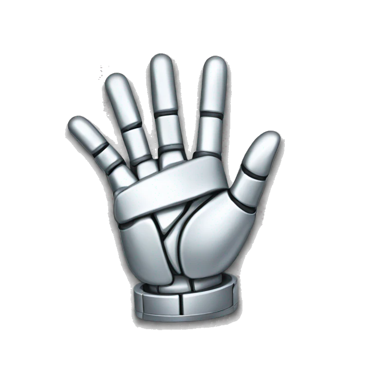 silver robotic peace sign hand emoji