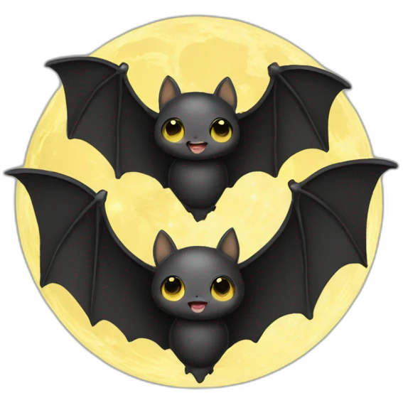 black baby bat wings in front of light yellow moon emoji