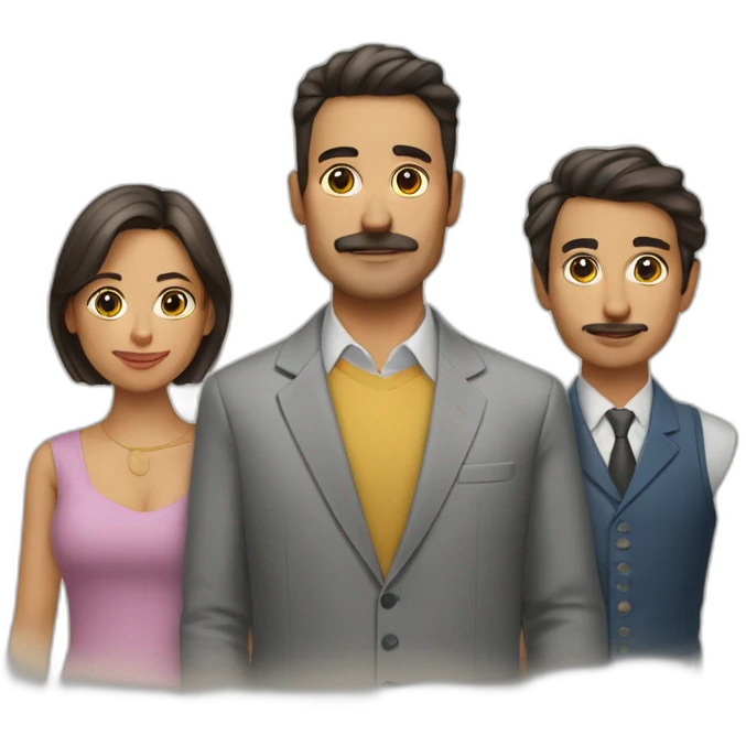 tio hombre con sus 3 sobrinos, dos mujeres y un hombre emoji