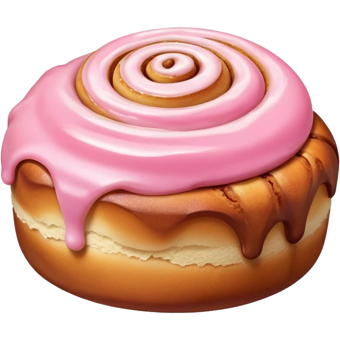 single cinnamon roll with pink glaze emoji