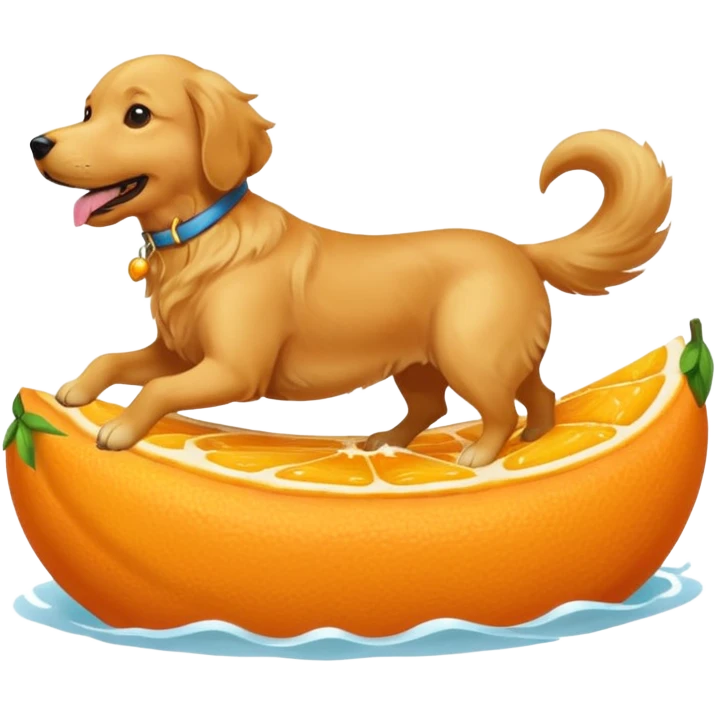Dog riding other orange golden dog emoji