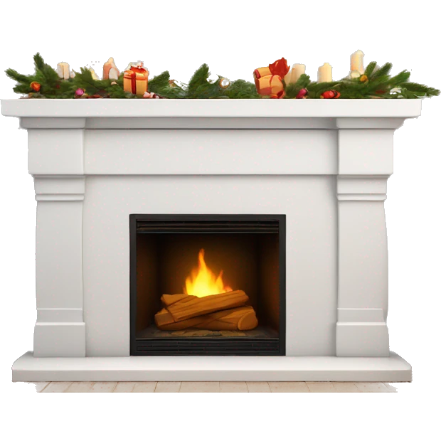 White asthetic clean Christmas fireplace  emoji