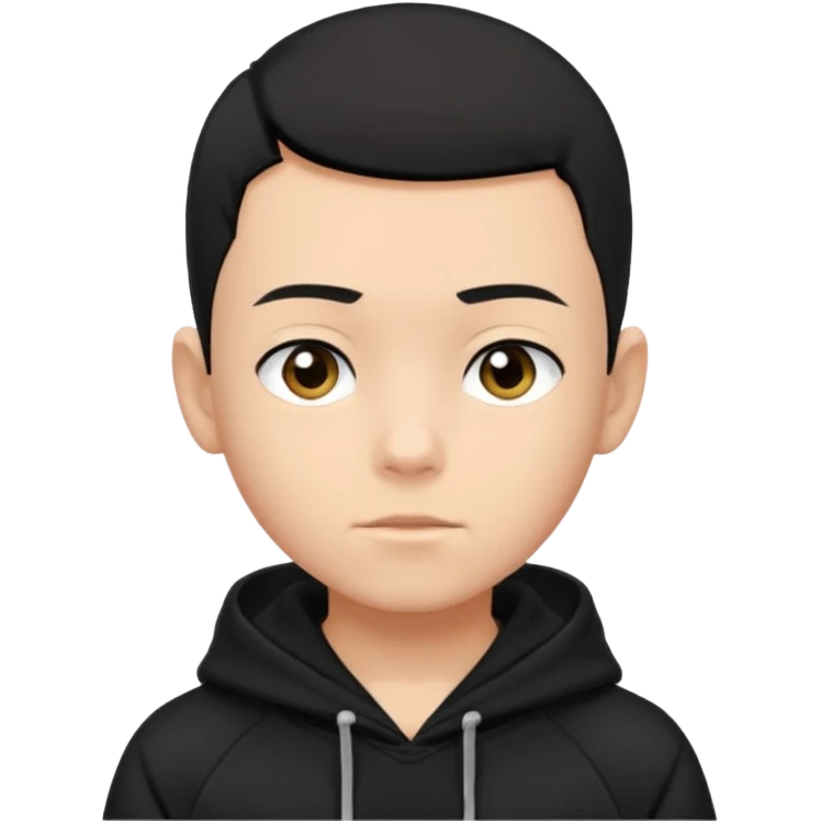 A boy with a black hoodie. Black hair. Haircut buzzcut. emoji