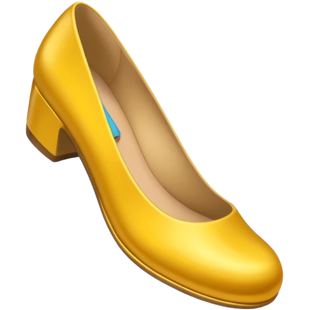 A 3D cartoon golden-yellow flat shoe with rounded toe and simple chic design, glossy finish, isolated background, Memoji-style. emoji