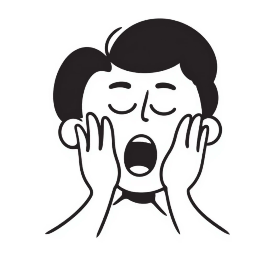 hand-drawn face with hands on cheeks, mouth open in 'aahh' scream emoji