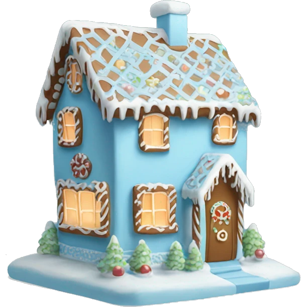 Cosy light blue gingerbread house  emoji