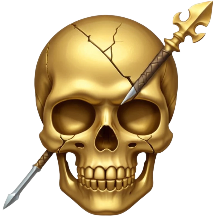 broken gold skull by a spear emoji