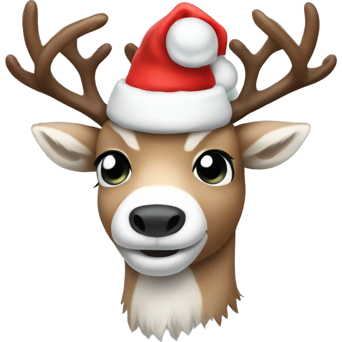 arctic reindeer with a Santa hat emoji
