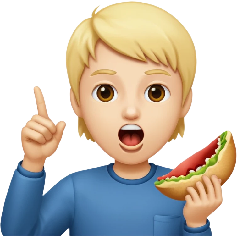 pointing at an open mouth to indicate hungry emoji