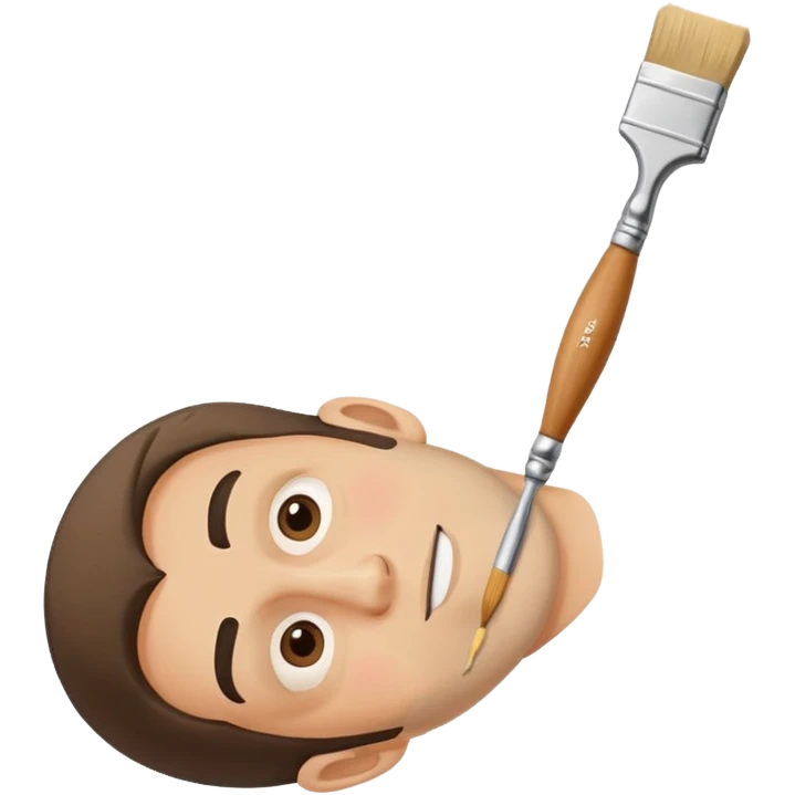 Paint brush painting a painting of a man upside down  emoji
