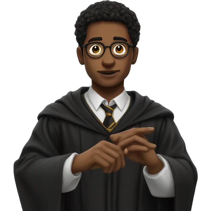 Hogwarts student makes pew pew with their hands emoji