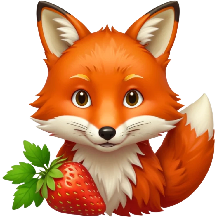 fox eating strawberries emoji