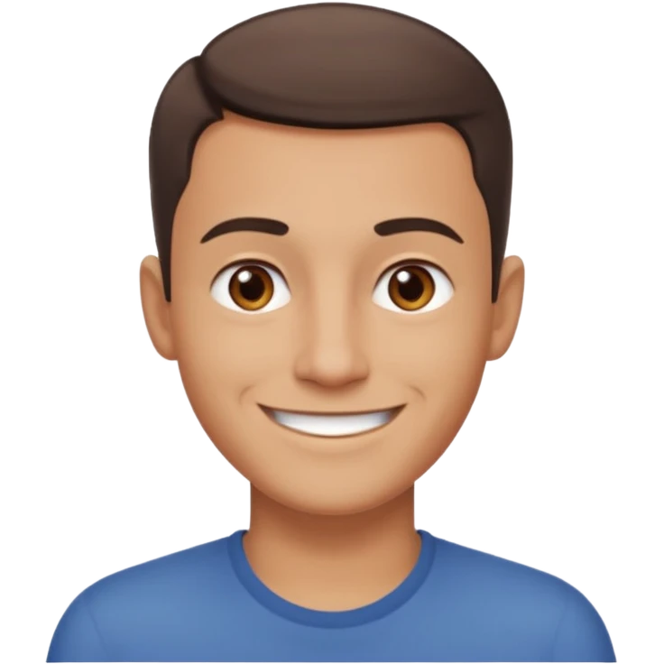 clean shaven, short hair, brown eyes, no glasses, medium skin, smiling man emoji