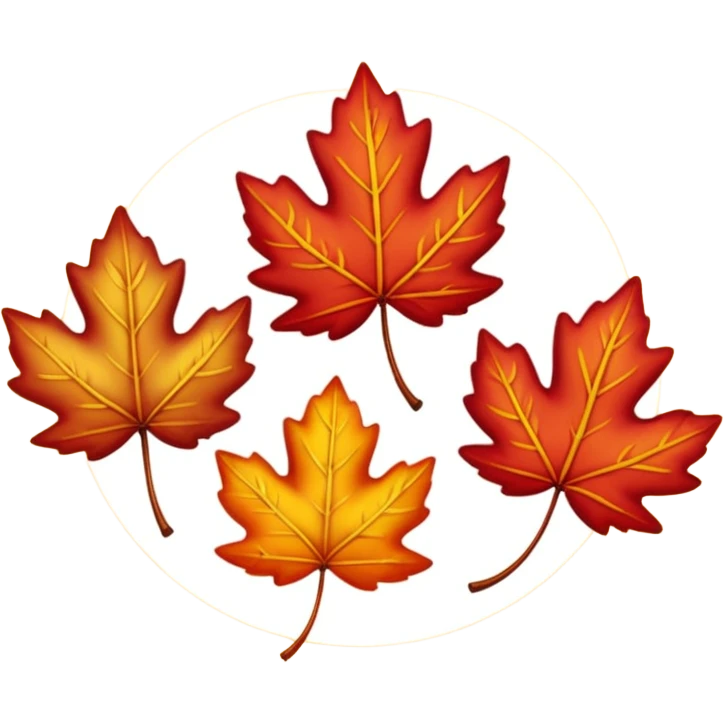 3 autumn leaves, horizontally, blowing in the wind, to the left, white background emoji