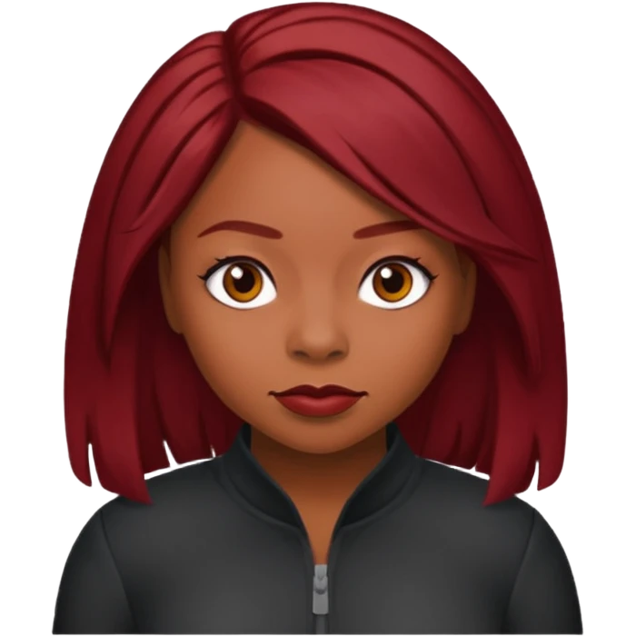 LaTavia Robeson with dark red hair emoji