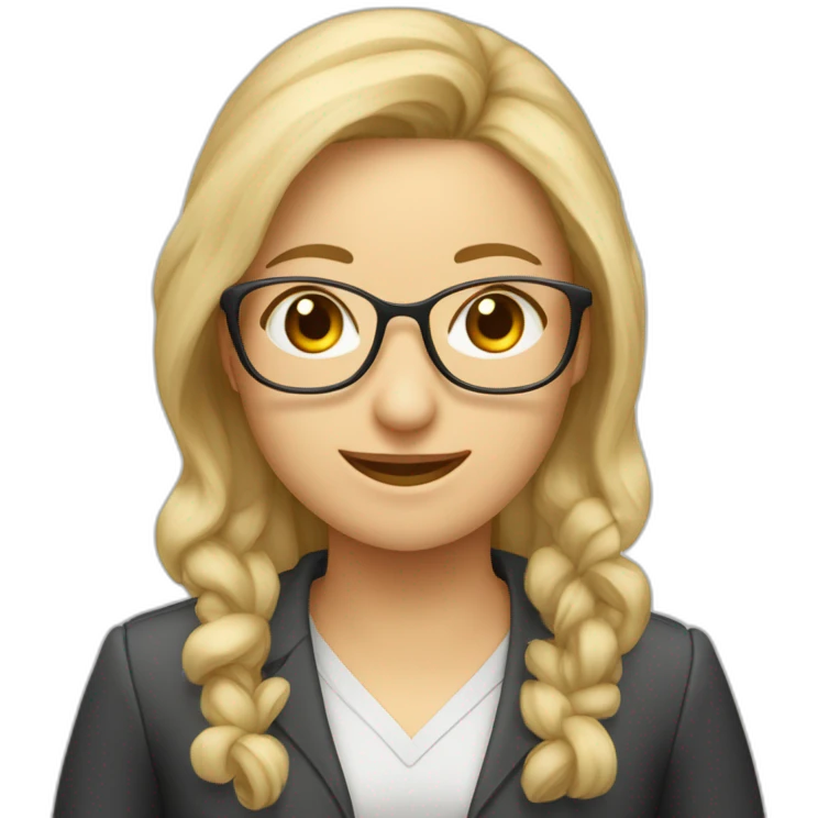 Profesora de matemáticas con gafas y calculadora, rubia y de pelo corto emoji