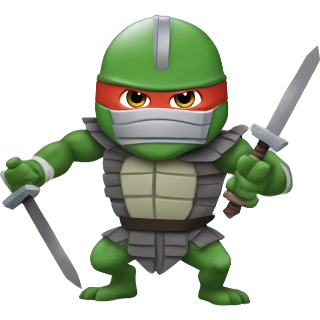 Ninja turtle fighting shredder emoji