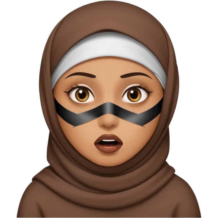muslim woman with shocked eyes and censored tape on mouth emoji