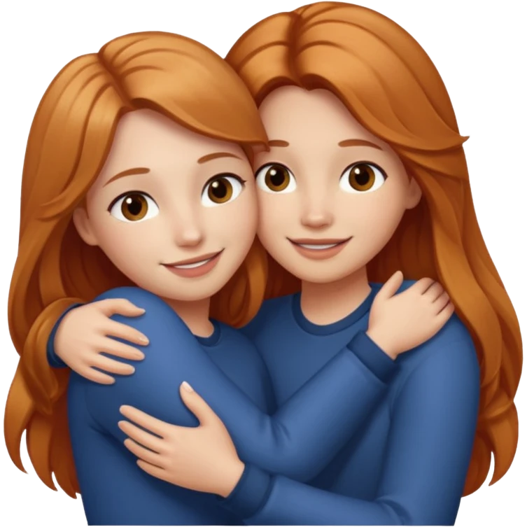 girlfriend with long dark strawberry blonde hair middle part with brown eyes giving hug emoji