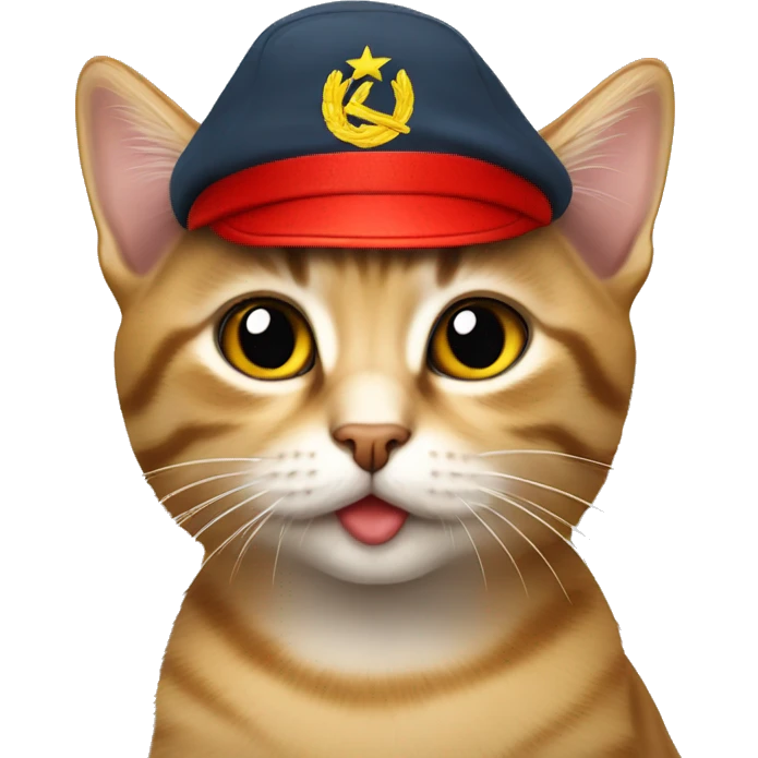 Tabby kitten wearing communist hat emoji