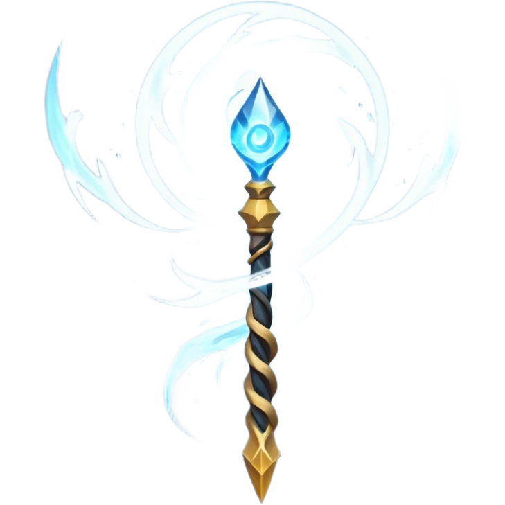 storm wind elemental staff object icon, powerful magic staff, vortex wind swirl, glowing runes, strong air trail effects, epic fantasy design, 3D cartoon, mobile game icon style, centered, clean background, no text, no watermark
 emoji