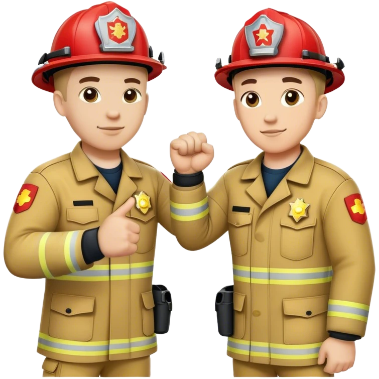 Fireman and Paramedic standing together and making fist bump  emoji