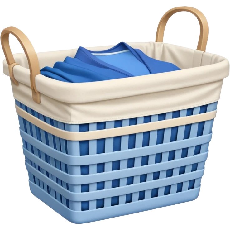 white LAUNDRY BASKET WITH FOLDED blue CLOTHES emoji
