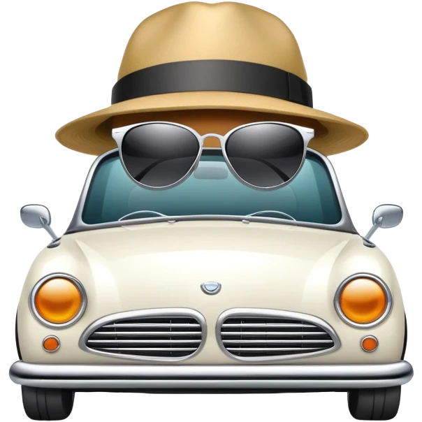 Car with sunglasses and a hat emoji