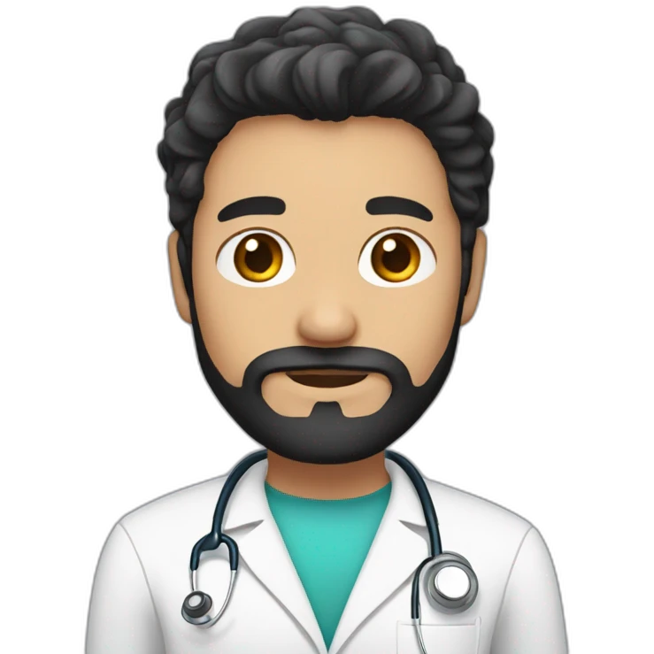 white doctor brown beard and short black hair on the head emoji