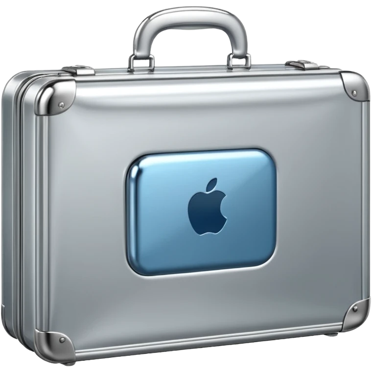 A luxury briefcase emoji made of polished silver chrome, smooth rectangular shape, metallic reflections, minimal high-end design, swag business aesthetic, iOS emoji style, centered, clean white background
 emoji