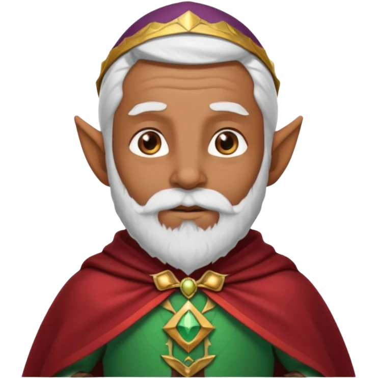 Wise elf with white beard, brown skin and cape emoji