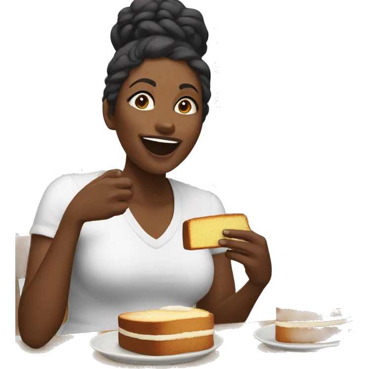 Black woman eating pound cake  emoji