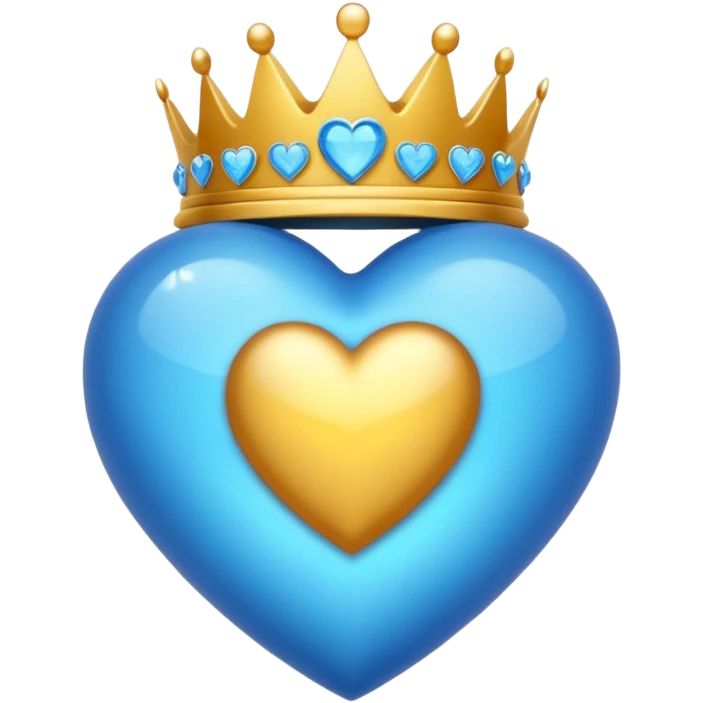 Un emoji de corazón azul con alas y una corona emoji