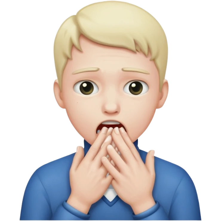 Person choking themselves with hands emoji