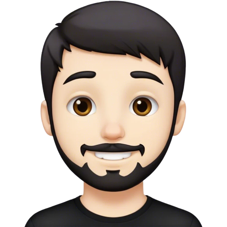 Cute white male, short dark colored hair and facial hair, nose and lip piercing, emo smiling emoji