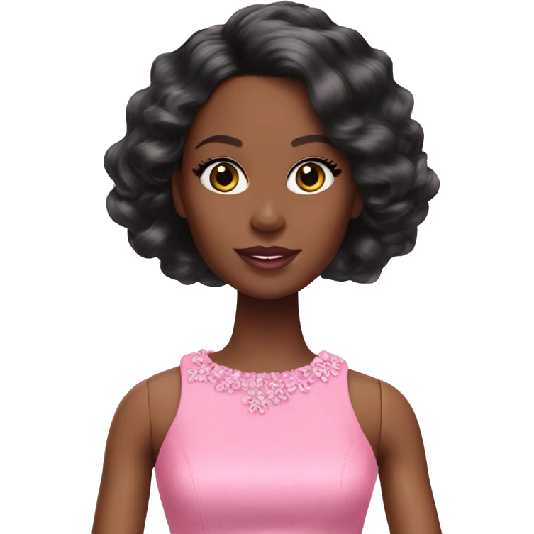 black barbie doll pink dress emoji