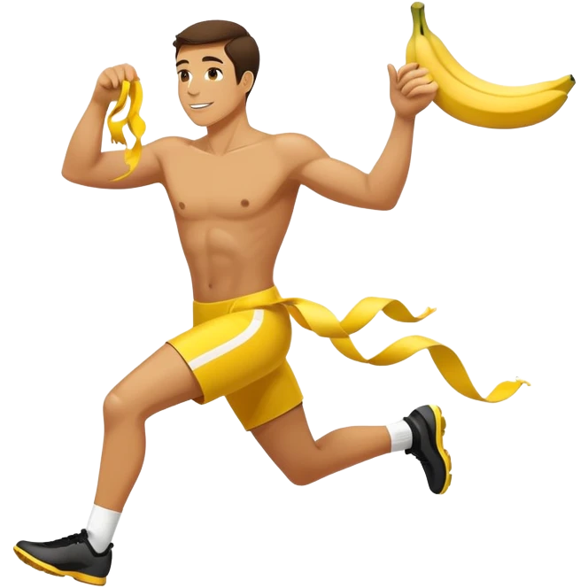 Athlete with prize in hand slipped on banana peel  emoji