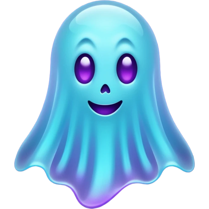 glitter cian and purple ghost no face emoji