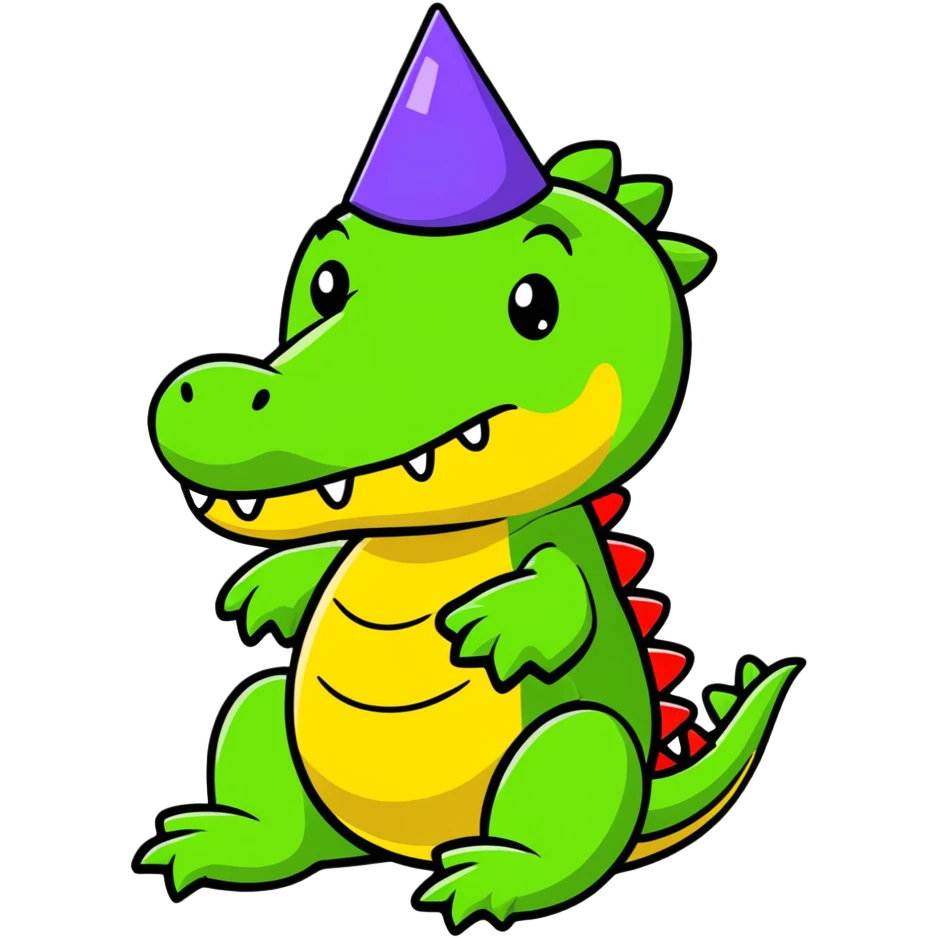 crocodile wearing a party hat emoji