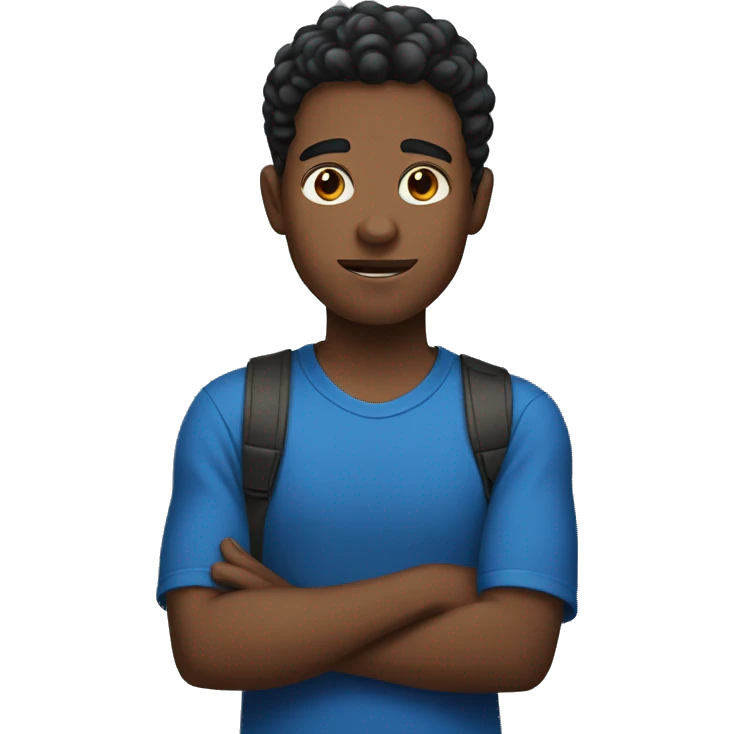 dark brown young man in blue top emoji
