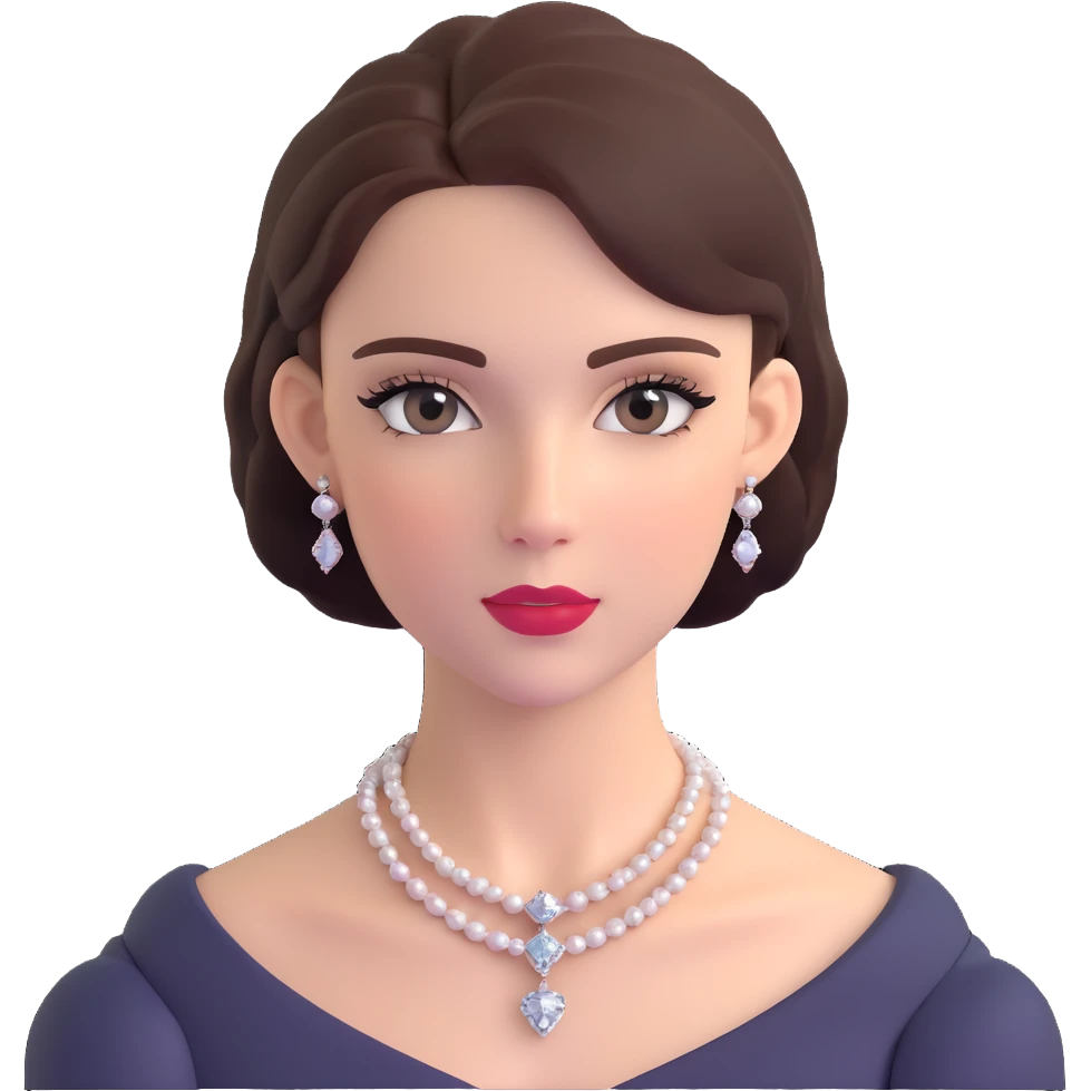 Sophisticated British young woman with classic style, tasteful makeup and delicate jewelry emoji