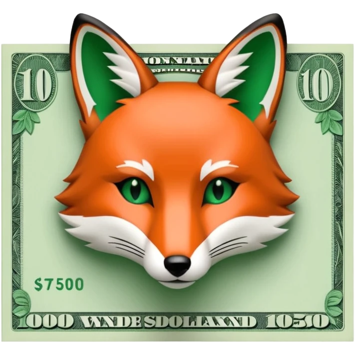 make 100 dollar bill with a fox head silhouette  emoji
