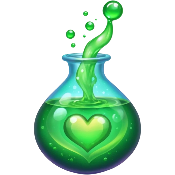 green potion and heart effect emoji