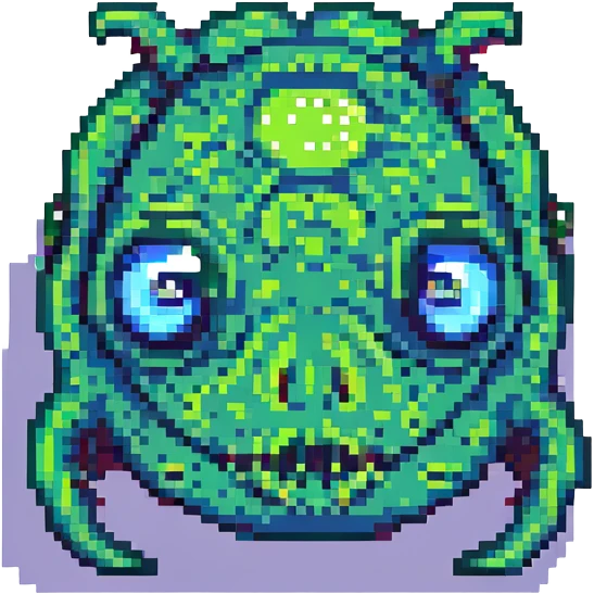 slime monster pixel art with big eyes emoji